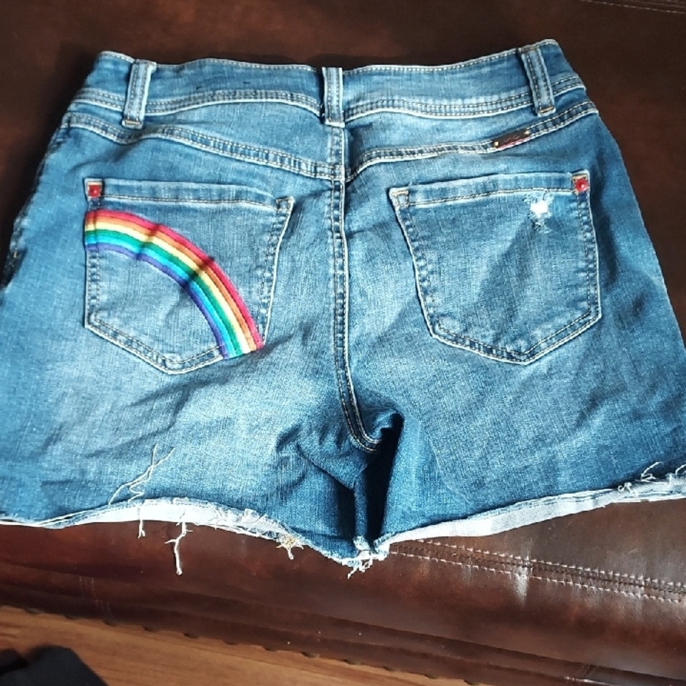Women's Denim Shorts with Rainbow Detail